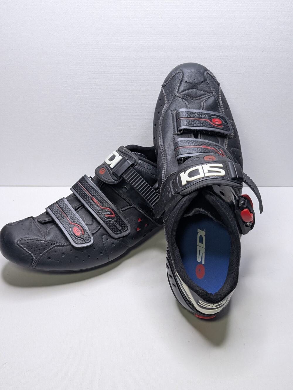 SIDI Cycling Shoes EU 44 Black Red ItalyRatchet Straps SPD Cleats Road Bike...